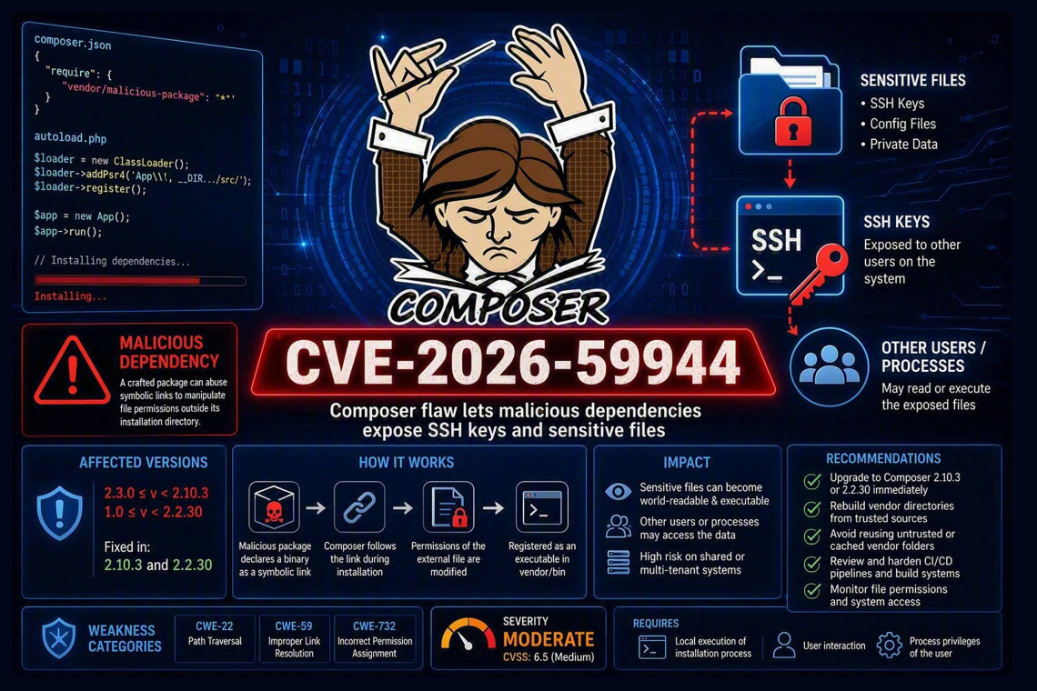 Malicious Dependencies Leverage Composer Vulnerability for Credential and Data Theft