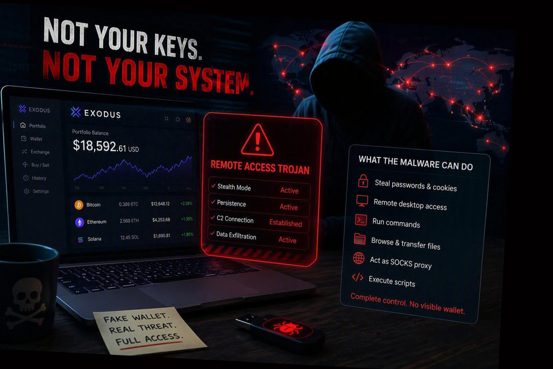 Malicious Actors Distribute a Genuine Exodus Wallet Bundled with a Hidden Remote Access Trojan