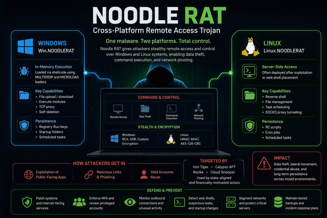 Hackers Exploit Cross-Platform Noodle RAT for Hidden Access to Windows and Linux Machines