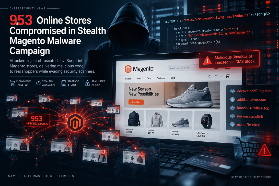 Hackers Infect 953 Online Stores With Scanner-Evading JavaScript, Mostly on Magento